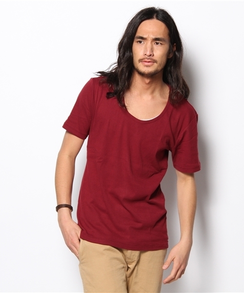 WEGO(ウィゴー)の「WEGO/フライスUネックTee(S)(Tシャツ/カットソー・メンズ・マスタード/ライトピンク/杢グレー/ターコイズブルー/ワイン/カーキ/ブラック/ホワイト・LARGE/MEDIUM/SMALL)」の8枚目の写真