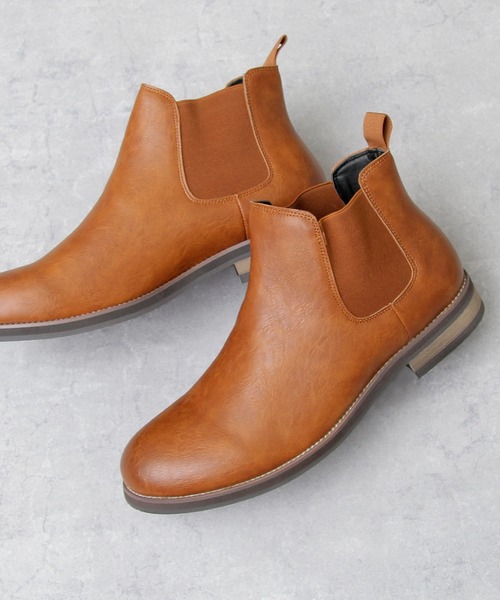 glabella(グラベラ)の「プレーントゥ カジュアル サイドゴアブーツ(ブーツ・メンズ・ブラック/ダークブラウン/キャメル・S/M/L)」の3枚目の写真