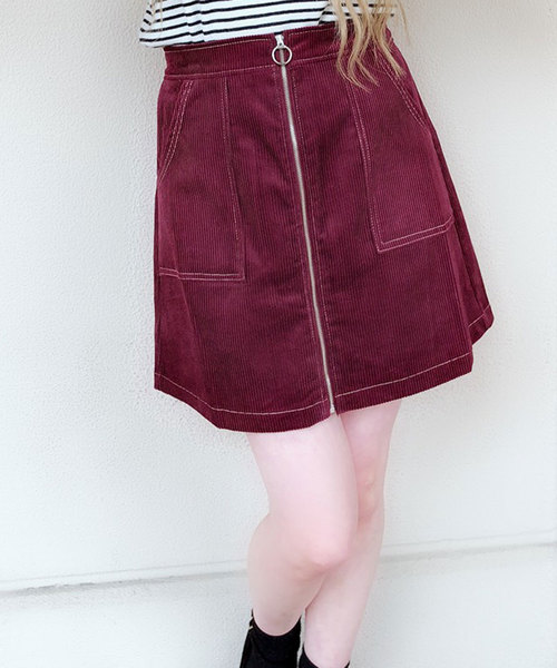 one way（ワンウェイ）の「バイカラーSTジップ台形SK（スカート・レディース・ブラック/ライトブラウン/ボルドー・M）」の3枚目の写真