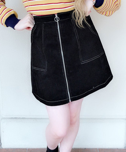 one way（ワンウェイ）の「バイカラーSTジップ台形SK（スカート・レディース・ブラック/ライトブラウン/ボルドー・M）」の2枚目の写真