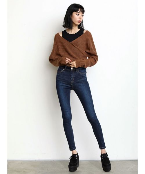 パンツ デニム ジーンズ 「ELDER」FIXジャストウエストデニム EMODA（エモダ）の「ELDERFIXジャストウエストデニム（デニム