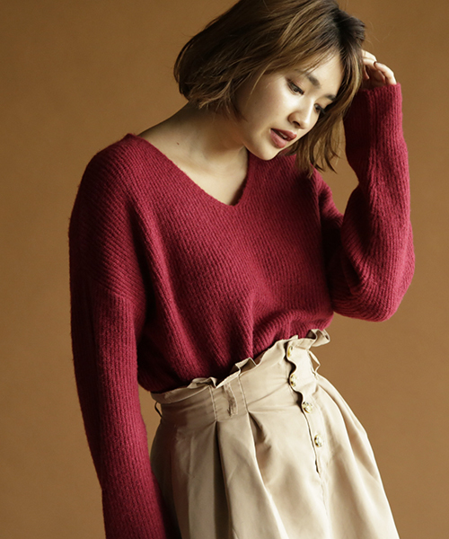 VENCEEXCHANGE（ヴァンスエクスチェンジ）の「Vネックニット（ニット/セーター・レディース・ホワイト/アッシュグレー/ダークグリーン/その他28・M/L）」の12枚目の写真