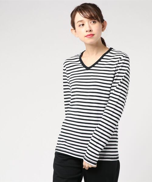 ARCHIVER（アーカイバ）の「【Bl】【Bling Leads】フライス　ロンＴ（Tシャツ/カットソー・レディース・ホワイト/チャコールグレー/ブラック/ネイビー/ブラック×ホワイト/杢グレー/ワイン/ブラック系その他/ブラウン/カーキ・LARGE/MEDIUM/X-LARGE）」の4枚目の写真