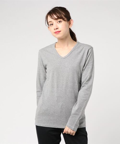 ARCHIVER（アーカイバ）の「【Bl】【Bling Leads】フライス　ロンＴ（Tシャツ/カットソー・レディース・ホワイト/チャコールグレー/ブラック/ネイビー/ブラック×ホワイト/杢グレー/ワイン/ブラック系その他/ブラウン/カーキ・LARGE/MEDIUM/X-LARGE）」の7枚目の写真
