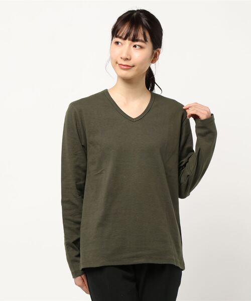 ARCHIVER（アーカイバ）の「【Bl】【Bling Leads】フライス　ロンＴ（Tシャツ/カットソー・レディース・ホワイト/チャコールグレー/ブラック/ネイビー/ブラック×ホワイト/杢グレー/ワイン/ブラック系その他/ブラウン/カーキ・LARGE/MEDIUM/X-LARGE）」の9枚目の写真