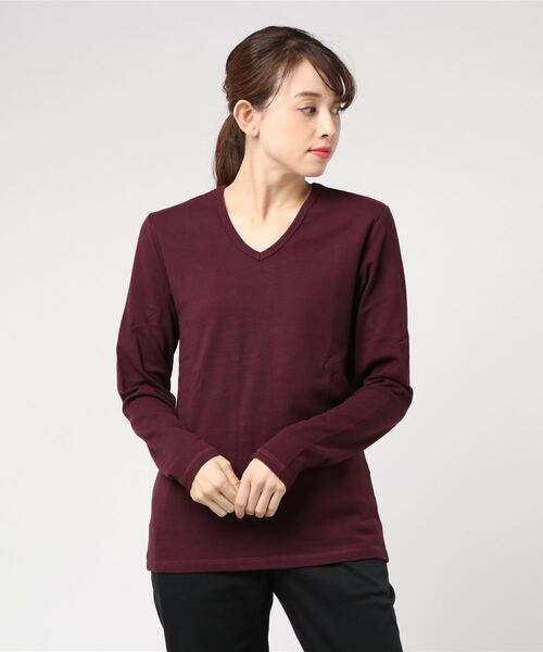 ARCHIVER（アーカイバ）の「【Bl】【Bling Leads】フライス　ロンＴ（Tシャツ/カットソー・レディース・ホワイト/チャコールグレー/ブラック/ネイビー/ブラック×ホワイト/杢グレー/ワイン/ブラック系その他/ブラウン/カーキ・LARGE/MEDIUM/X-LARGE）」の10枚目の写真