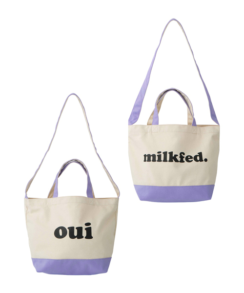 MILKFED.(ミルクフェド)の「BI COLOR BIG ECO BAG(トートバッグ・レディース・ネイビー/ライトパープル/レッド・ONE SIZE)」の1枚目の写真
