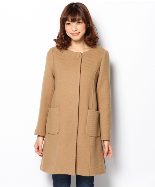 Khaju(カージュ)の「Khaju:ノーカラーフレアコート ○(その他アウター・レディース・グリーン/キャメル・ONE SIZE)」の3枚目の写真