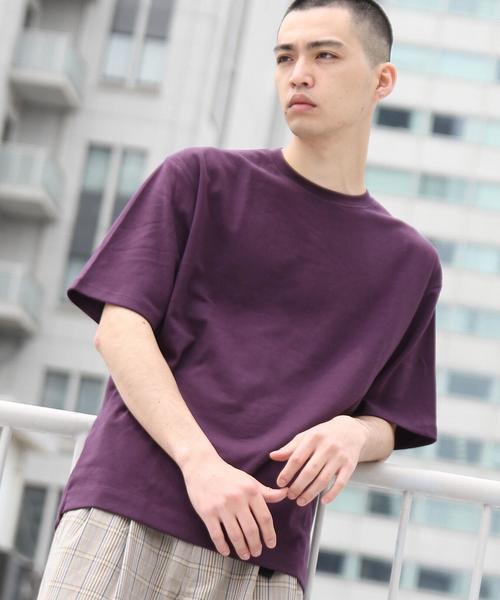 coen（コーエン）の「【GO OUT6月号掲載】ポンチビッグシルエットT(UTILITY LINE)（Tシャツ/カットソー・メンズ・パープル/Brick /ホワイト/ブラック・SMALL/MEDIUM/LARGE）」の3枚目の写真