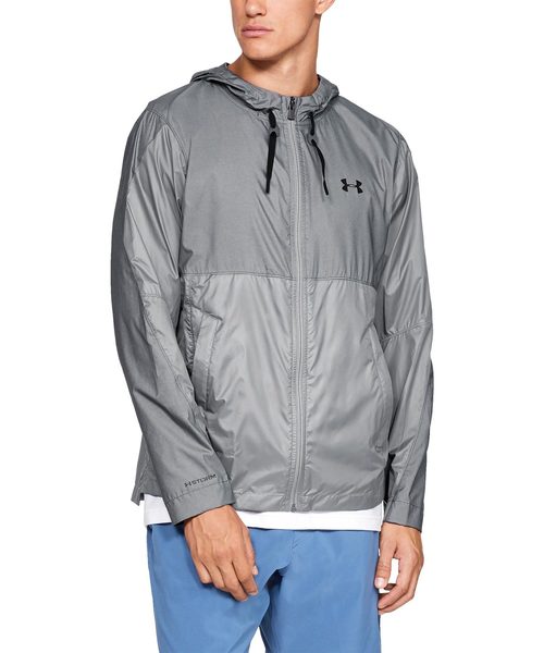 UNDER ARMOUR（アンダーアーマー）の「メンズアウトドアジャケット / プリベイルウィンドブレーカー（ナイロンジャケット・メンズ・ライトグレー/ブラック×グレー・MD/SM/XL/LG）」の2枚目の写真