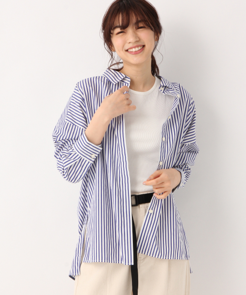 GLOBAL WORK（グローバルワーク）の「レギュラーBIGシャツ長袖/818575（シャツ/ブラウス・レディース・ライトブルー/ネイビー/ブルー/ホワイト/グリーン・MEDIUM/LARGE）」の15枚目の写真