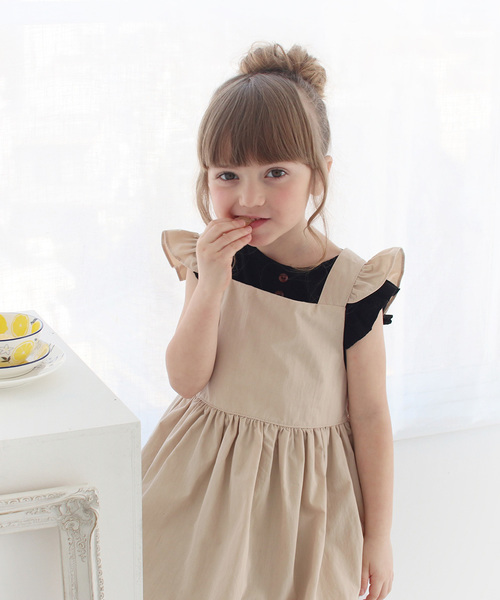 Rora（ローラ）の「ミンゴ エプロン ドレス  (2color) ワンピース（エプロン・キッズ・ベージュ/ワインレッド・S/M/L/XL/2XL）」の8枚目の写真