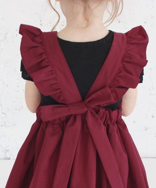 Rora（ローラ）の「ミンゴ エプロン ドレス  (2color) ワンピース（エプロン・キッズ・ベージュ/ワインレッド・S/M/L/XL/2XL）」の16枚目の写真