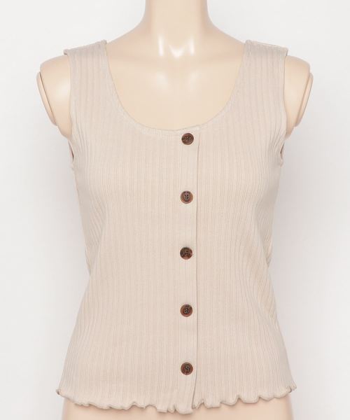 one way（ワンウェイ）の「フロントボタンリブタンク（タンクトップ・レディース・ホワイト/ブラック/ベージュ/レッド/オレンジ/ホワイト系その他/ライトブラウン/ボルドー・FREE）」の6枚目の写真