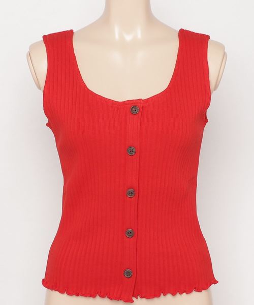 one way（ワンウェイ）の「フロントボタンリブタンク（タンクトップ・レディース・ホワイト/ブラック/ベージュ/レッド/オレンジ/ホワイト系その他/ライトブラウン/ボルドー・FREE）」の7枚目の写真