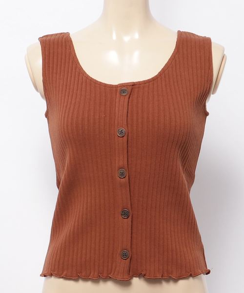one way（ワンウェイ）の「フロントボタンリブタンク（タンクトップ・レディース・ホワイト/ブラック/ベージュ/レッド/オレンジ/ホワイト系その他/ライトブラウン/ボルドー・FREE）」の5枚目の写真