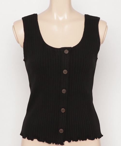 one way（ワンウェイ）の「フロントボタンリブタンク（タンクトップ・レディース・ホワイト/ブラック/ベージュ/レッド/オレンジ/ホワイト系その他/ライトブラウン/ボルドー・FREE）」の4枚目の写真