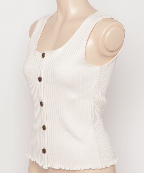 one way（ワンウェイ）の「フロントボタンリブタンク（タンクトップ・レディース・ホワイト/ブラック/ベージュ/レッド/オレンジ/ホワイト系その他/ライトブラウン/ボルドー・FREE）」の9枚目の写真
