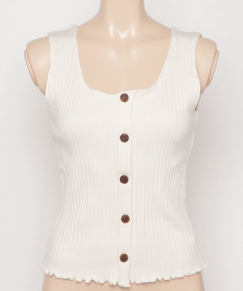 one way（ワンウェイ）の「フロントボタンリブタンク（タンクトップ・レディース・ホワイト/ブラック/ベージュ/レッド/オレンジ/ホワイト系その他/ライトブラウン/ボルドー・FREE）」の11枚目の写真