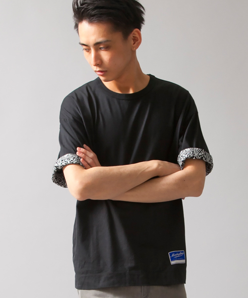 MONKEY TIME(モンキータイム)の「MT∴ ペイズリー/スリーブ TEE/Tシャツ(Tシャツ/カットソー・メンズ・ホワイト/ブラック・LARGE/MEDIUM/SMALL)」の2枚目の写真