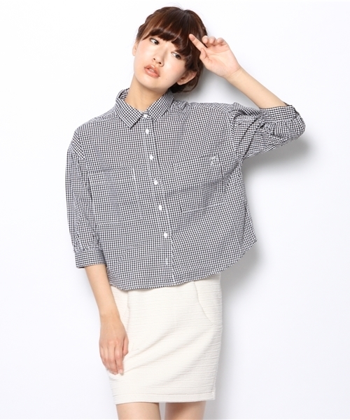 Chico（チコ）の「ギンガムオーバーBL（シャツ/ブラウス・レディース・ブラック・FREE）」の11枚目の写真