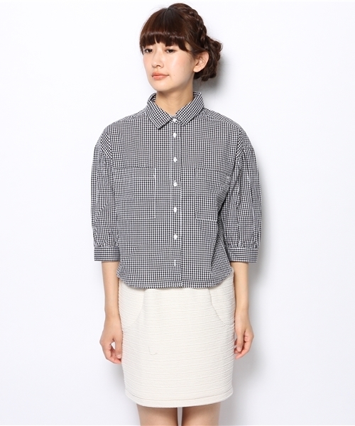 Chico（チコ）の「ギンガムオーバーBL（シャツ/ブラウス・レディース・ブラック・FREE）」の2枚目の写真