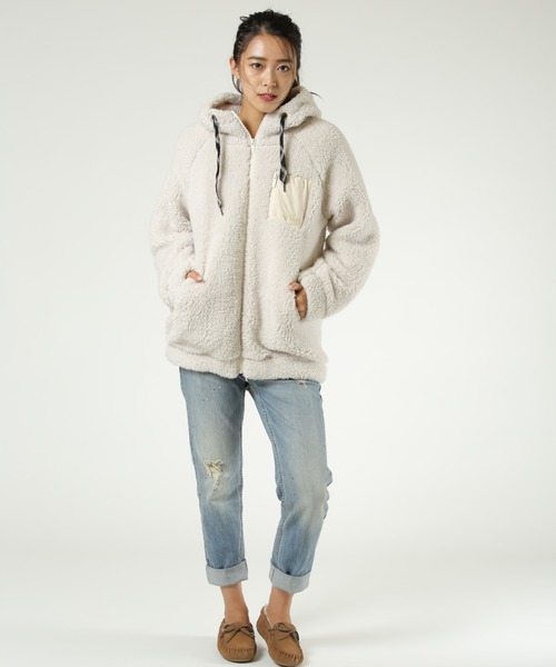 ROXY(ロキシー)の「ROXY/ロキシー RZP194028 ジャケット(ブルゾン・レディース・ベージュ/グレー/アイボリー/ホワイト×ネイビー・M/L)」の8枚目の写真