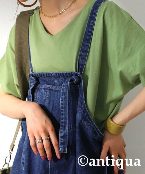 antiqua（アンティカ）の「綿100%VネックドルマンT（Tシャツ/カットソー・レディース・ブラック/オフホワイト/カーキ/モカ/オートミール/杢グレー/ブラウン系その他/ブルー系その他/ピンク系その他/オリーブ/ブラウン系その他2/オールドローズ系/モーブ系/グリーン系その他・FREE）」の10枚目の写真