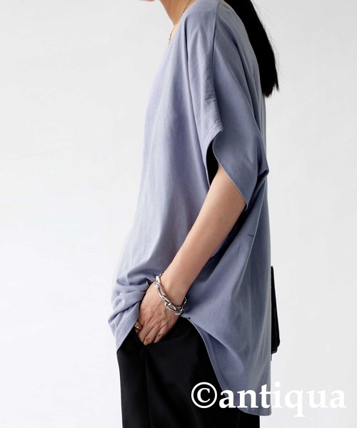 antiqua（アンティカ）の「綿100%VネックドルマンT（Tシャツ/カットソー・レディース・ブラック/オフホワイト/カーキ/モカ/オートミール/杢グレー/ブラウン系その他/ブルー系その他/ピンク系その他/オリーブ/ブラウン系その他2/オールドローズ系/モーブ系/グリーン系その他・FREE）」の22枚目の写真