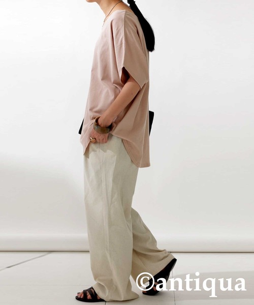 antiqua（アンティカ）の「綿100%VネックドルマンT（Tシャツ/カットソー・レディース・ブラック/オフホワイト/カーキ/モカ/オートミール/杢グレー/ブラウン系その他/ブルー系その他/ピンク系その他/オリーブ/ブラウン系その他2/オールドローズ系/モーブ系/グリーン系その他・FREE）」の20枚目の写真