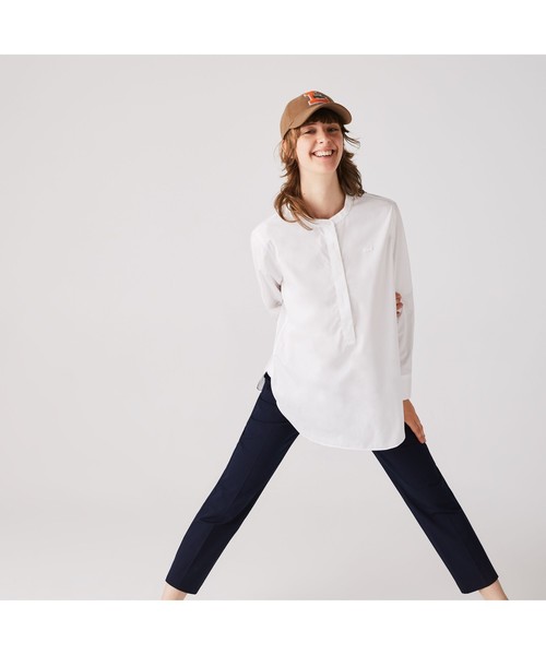 LACOSTE(ラコステ)の「マオカラープルオーバーチュニックシャツ(シャツ/ブラウス)」|ホワイト