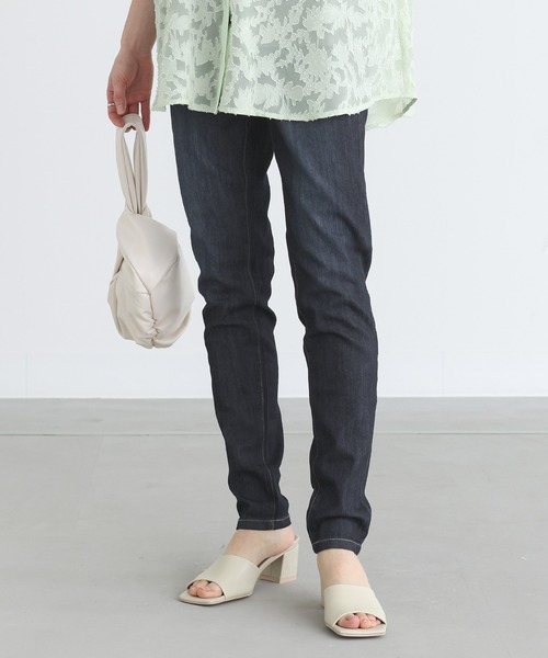 n'OrLABEL（ノアールレーベル）の「【機能素材】『デニムレギパン』（デニムパンツ・レディース・ネイビー/インディゴブルー/ワンウォッシュ・LL/3L/L/S/M）」の2枚目の写真