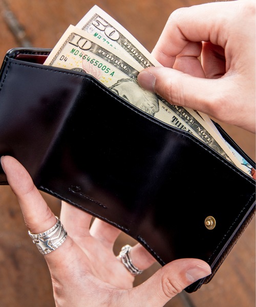 DEVICE（デバイス）の「Rename カウレザー本革 3つ折り コンパクト ミニ 財布 ウォレット（財布・メンズ・ブラック/パイソン/ダークブラウン/グリーン・FREE）」の9枚目の写真