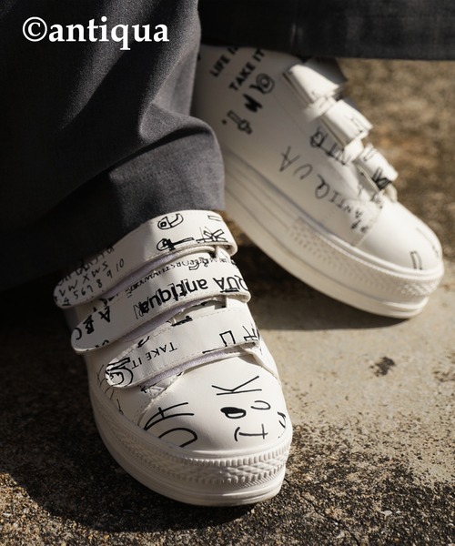 antiqua(アンティカ)の「手書きロゴアートスニーカー(スニーカー・レディース・ホワイト・S/M/L/LL)」の9枚目の写真