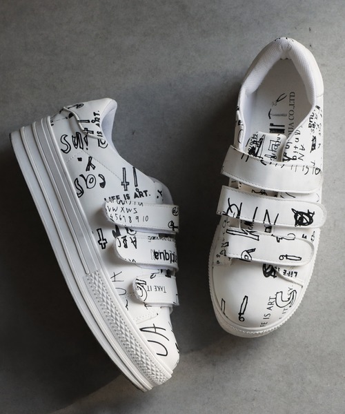 antiqua(アンティカ)の「手書きロゴアートスニーカー(スニーカー・レディース・ホワイト・S/M/L/LL)」の14枚目の写真