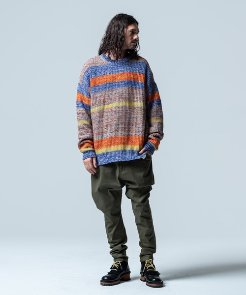 glamb（グラム）の「Multi border knit / マルチボーダーニット（ニット/セーター・メンズ・ブラック/マルチ・S/L/M）」の12枚目の写真