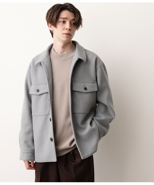 JUNRED（ジュンレッド）の「【ふんわり軽くて暖かい】ウーリータッチCPOブルゾン（ブルゾン・メンズ・ベージュ/ブラウン/サックスブルー/ベージュ系その他・S/M/L）」の12枚目の写真