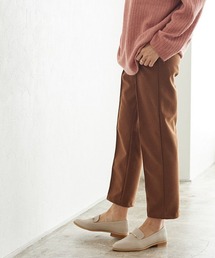 [保湿][起毛]カット起毛ピンタックテーパードパンツ