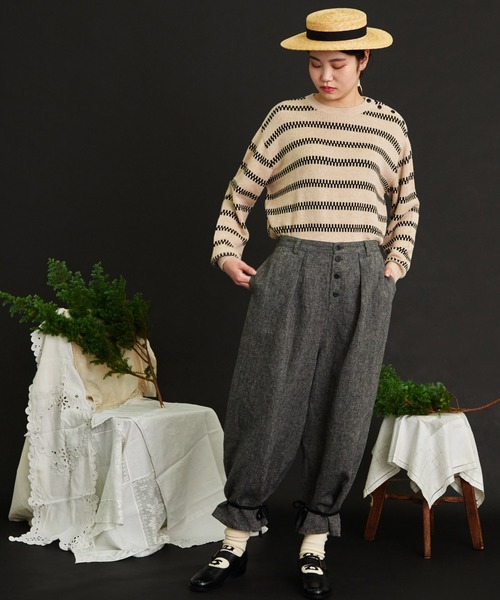 新品　レア　malle マル Linen先染めワッシャー　裾しぼりパンツ　新品 Malle（マル）の「malle Linen先染めワッシャー 裾しぼりパンツ