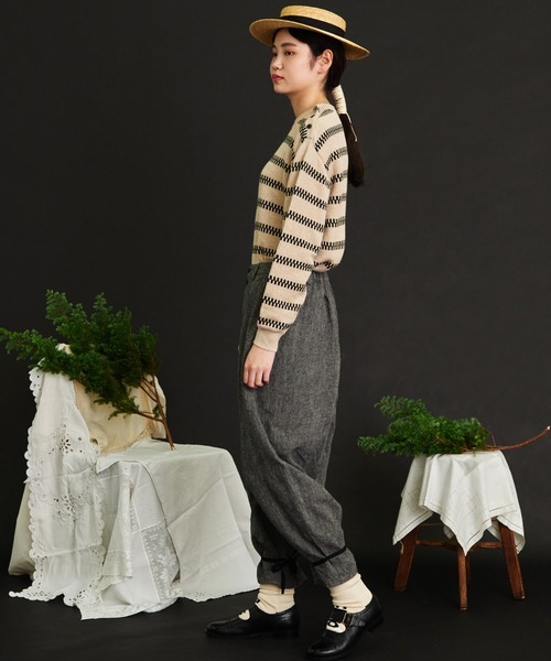 新品　レア　malle マル Linen先染めワッシャー　裾しぼりパンツ　新品 Malle（マル）の「malle Linen先染めワッシャー 裾しぼりパンツ