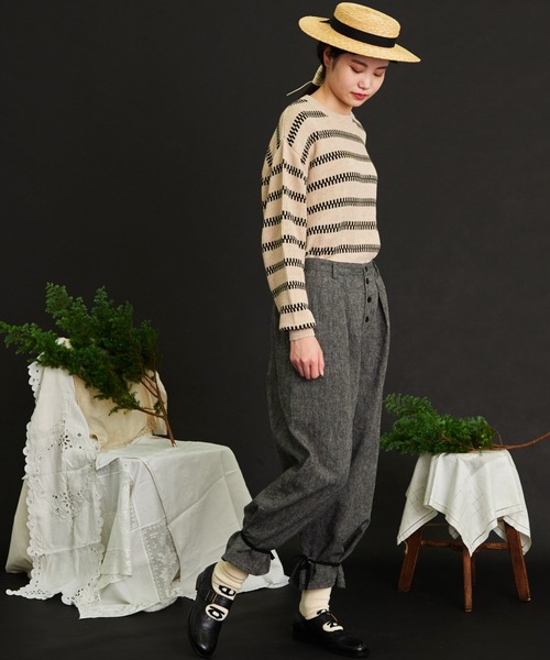 新品　レア　malle マル Linen先染めワッシャー　裾しぼりパンツ　新品 Malle（マル）の「malle Linen先染めワッシャー 裾しぼりパンツ