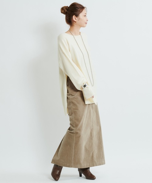 DouDou(ドゥドゥ)の「カシミヤ混サイドスリットワイドプルオーバー(ニット/セーター・レディース・オフホワイト/グリーン/グレイッシュベージュ・FREE)」の15枚目の写真