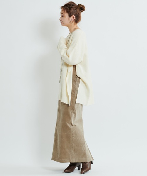 DouDou(ドゥドゥ)の「カシミヤ混サイドスリットワイドプルオーバー(ニット/セーター・レディース・オフホワイト/グリーン/グレイッシュベージュ・FREE)」の16枚目の写真