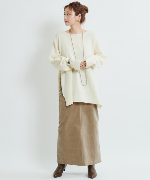 DouDou(ドゥドゥ)の「カシミヤ混サイドスリットワイドプルオーバー(ニット/セーター・レディース・オフホワイト/グリーン/グレイッシュベージュ・FREE)」の18枚目の写真