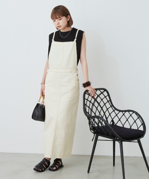 Aunt Marie's（アントマリーズ）の「ロングデニムジャンパースカート / AUNT MARIE'S（ジャンパースカート・レディース・アイボリー/ブラック/その他・FREE）」の19枚目の写真