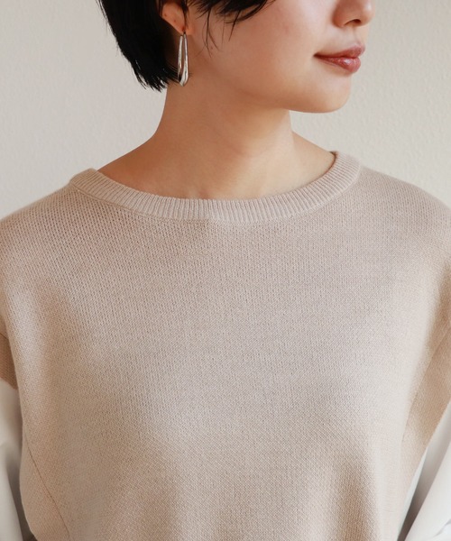 andme(アンドミー)の「フェイクレイヤードニットベストトップス(シャツ/ブラウス・レディース・ブラック/ベージュ/カーキ・M)」の10枚目の写真