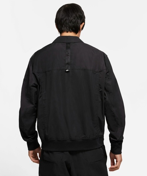 Nike 黒ボンバージャケット NikeLab ナイキラボ ソロ スウッシュ サテン ボンバージャケット 刺繍