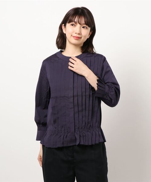 GGD（ジージーディー）の「HAVE A NICE TRIP / Ｃ／Ｎストレッチピンタック８０Ｓシャツ（シャツ/ブラウス・レディース・ホワイト/グリーン/バーガンディー・L/M/LL）」の3枚目の写真