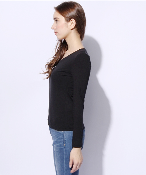 AZUL by moussy（アズールバイマウジー）の「ミリオンホットベア天竺V/N長袖PO（Tシャツ/カットソー・レディース・トップグレー/ブラック/ホワイト系その他/オフホワイト/ボルドー/レディッシュグレー・SMALL/MEDIUM/LARGE）」の10枚目の写真