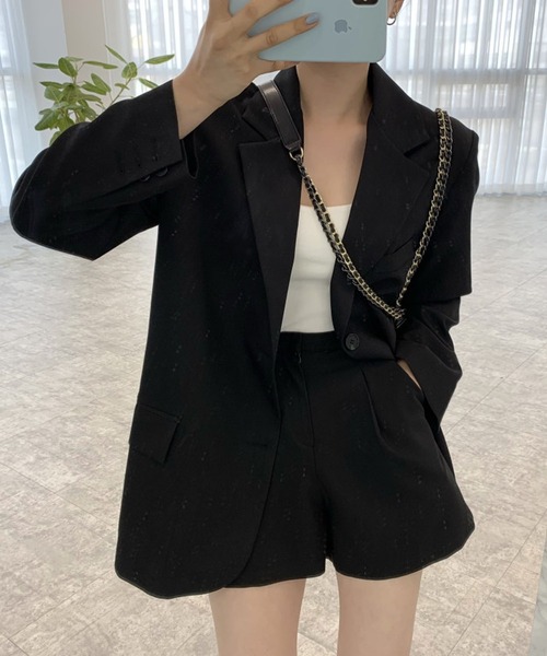 Doula Doula（ドゥーラドゥーラ）の「ジャケット・ショートパンツ2点セットアップ（セットアップ・レディース・ブラック/グレー/キャメル・S/M）」の14枚目の写真